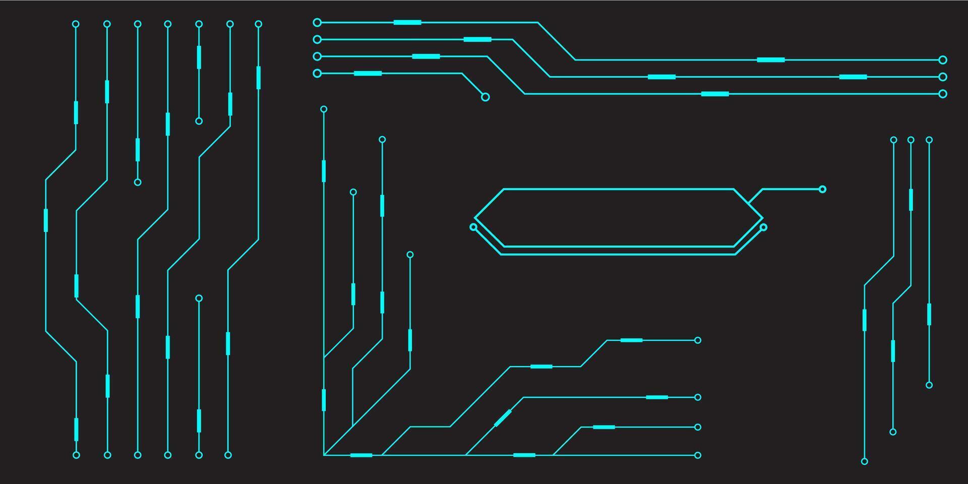 HUD digital futuristic user interface horizontal frame. Sci Fi high tech screen. Cyberpunk game menu touching monitoring hologram dashboard panel. Cyberspace head-up display information border vector