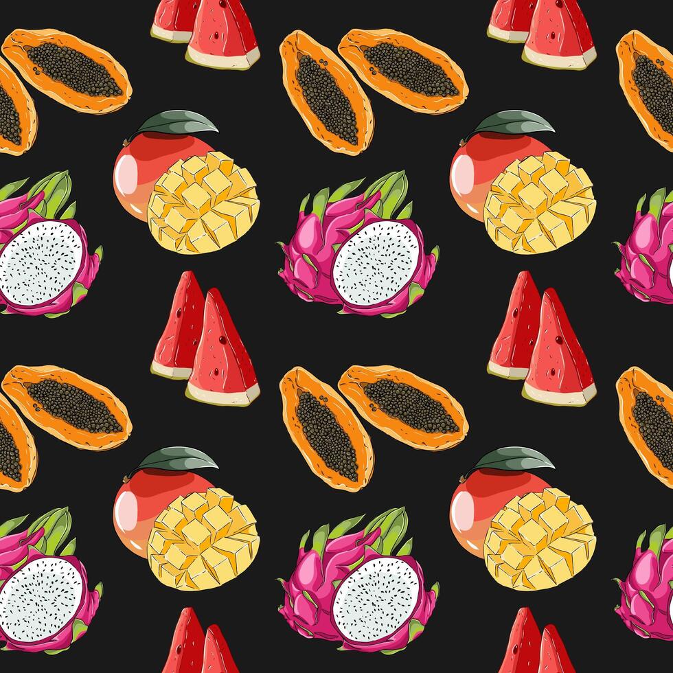 Pattern with images of cute fish vector