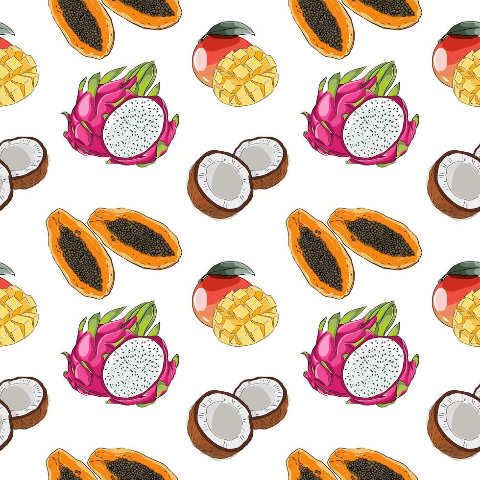 pattern of tropical fruits vector