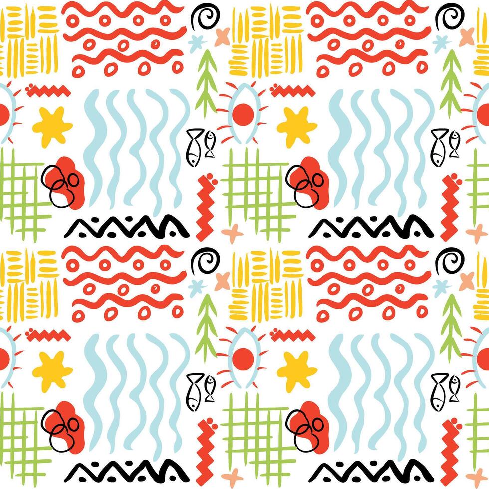 A pattern of boho-style doodle elements vector