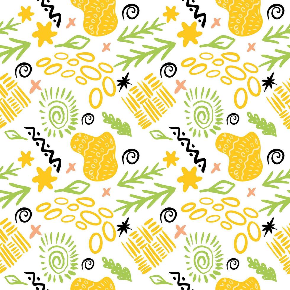 A pattern of boho-style doodle elements vector