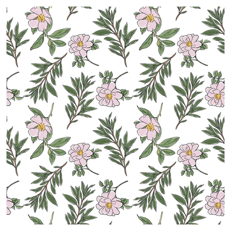 A pattern with delicate pink flowers vector