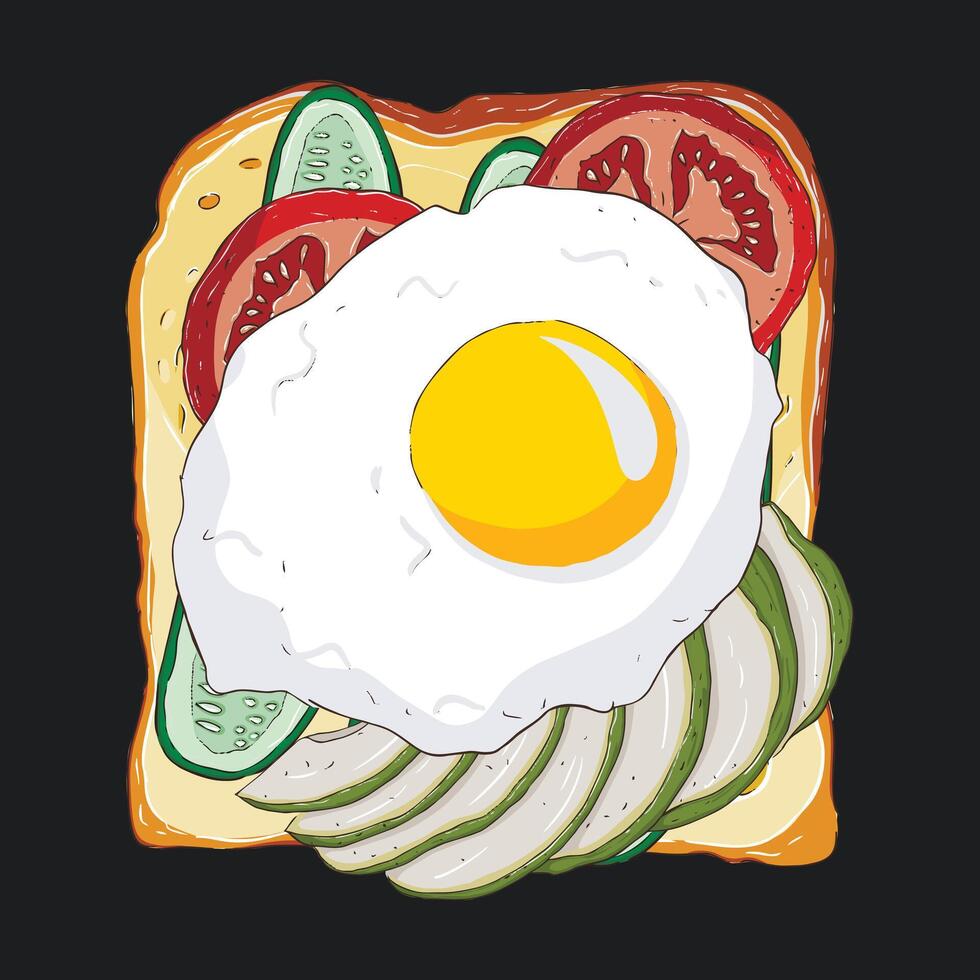 Sandwich with egg avocado and vegetables vector