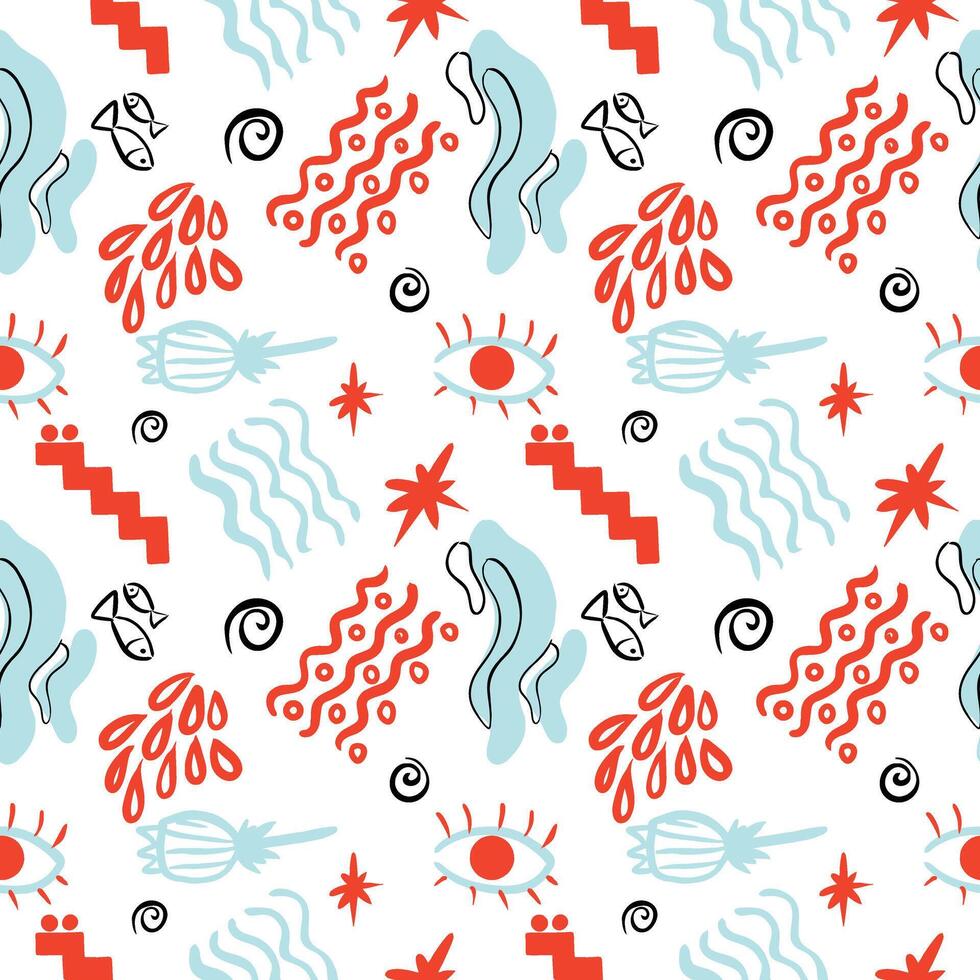 A pattern of boho-style doodle elements vector