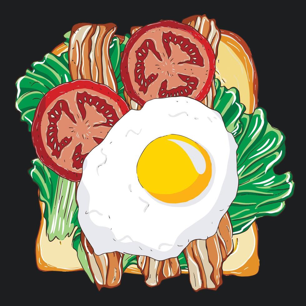 Sandwich with egg avocado and vegetables vector