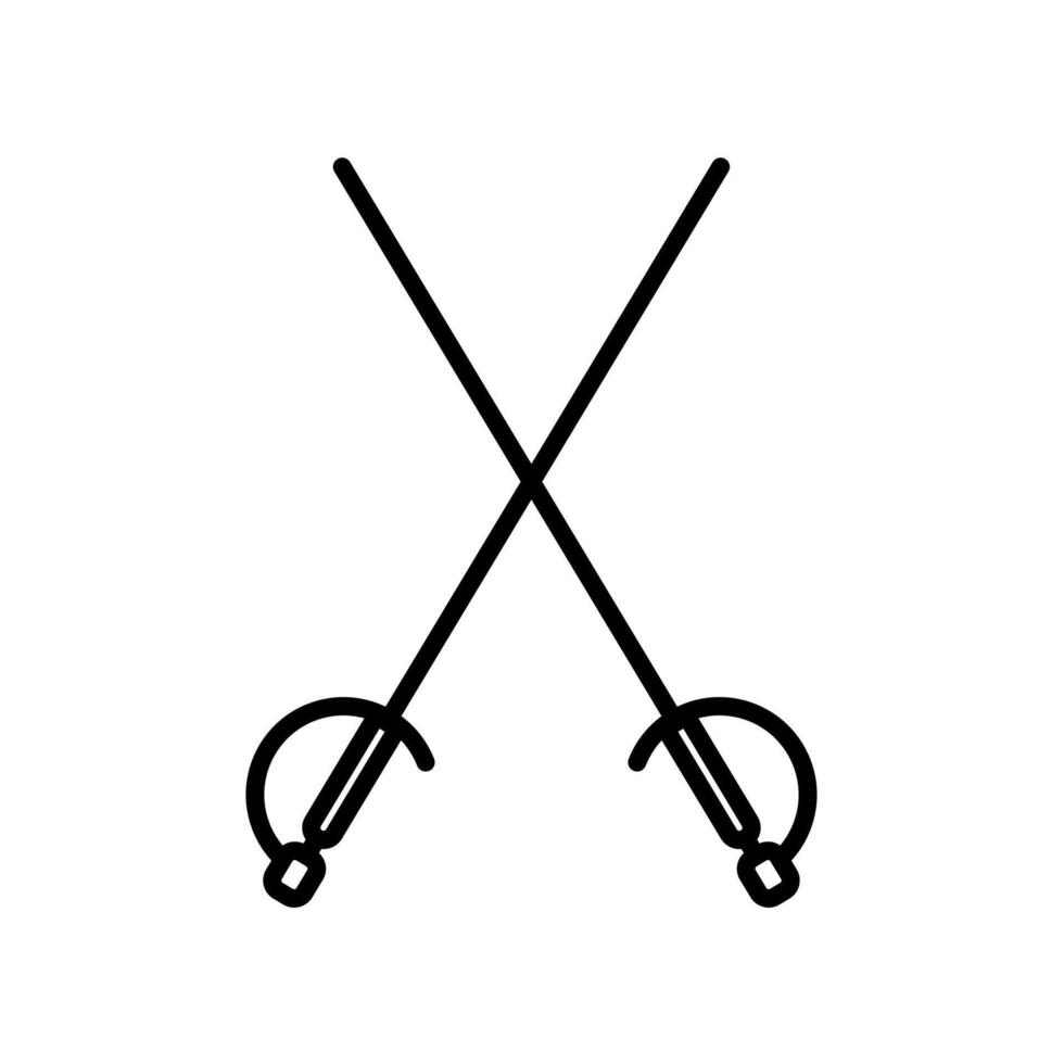 Fencing Crossed Sword Sabre Fight Line Art Icon Design vector