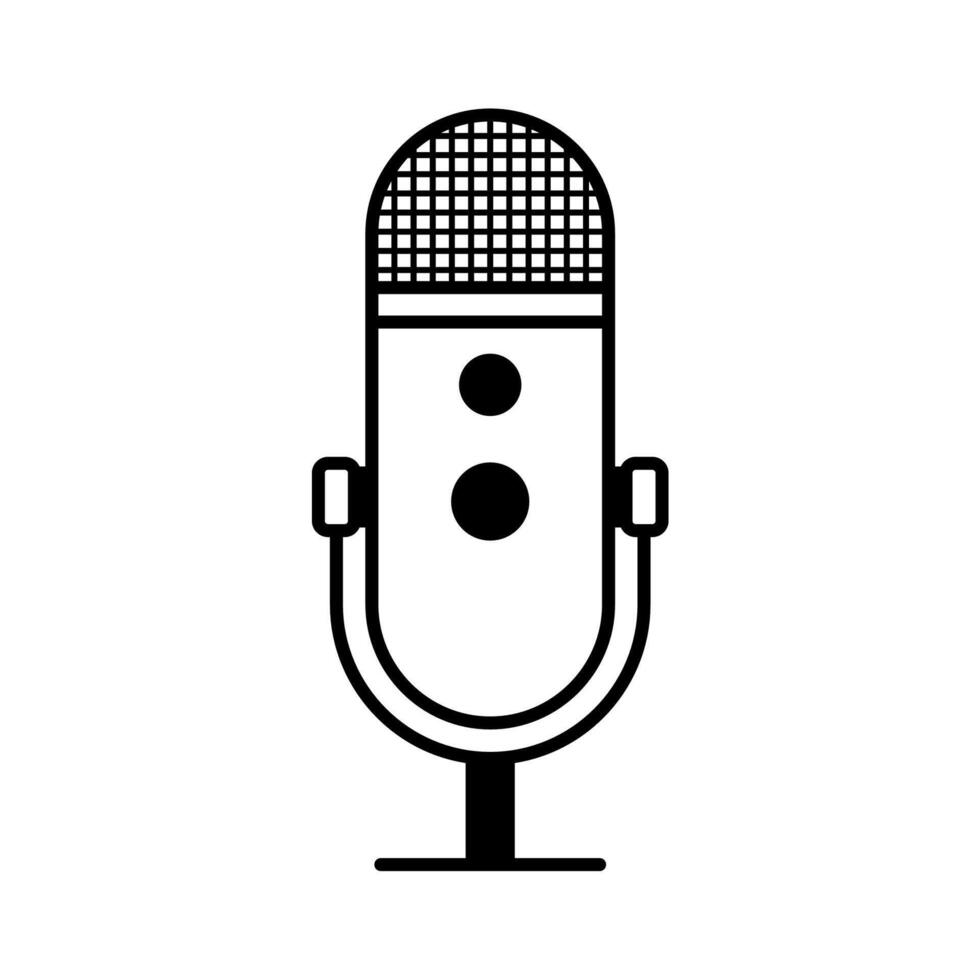Retro Microphone Audio Voice Radio Podcast Line Art Icon Design vector