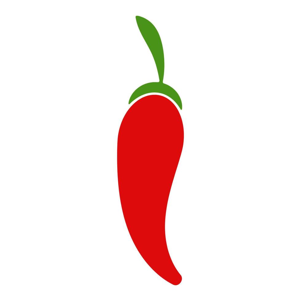 Red chili pepper icon with a green stem vector