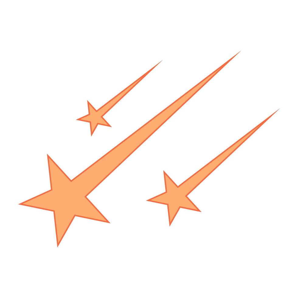 Cartoon drawing of three orange shooting stars vector