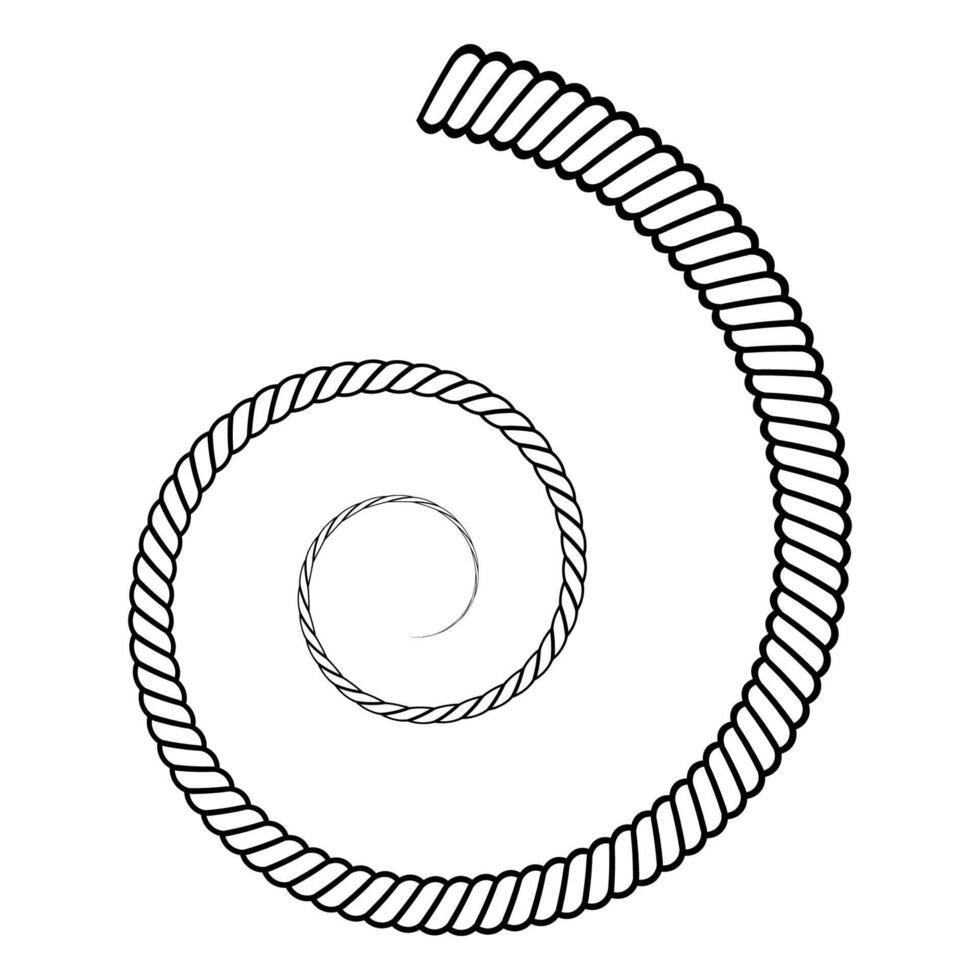 Black line drawing of a rope coiled into a spiral cornucopia vector