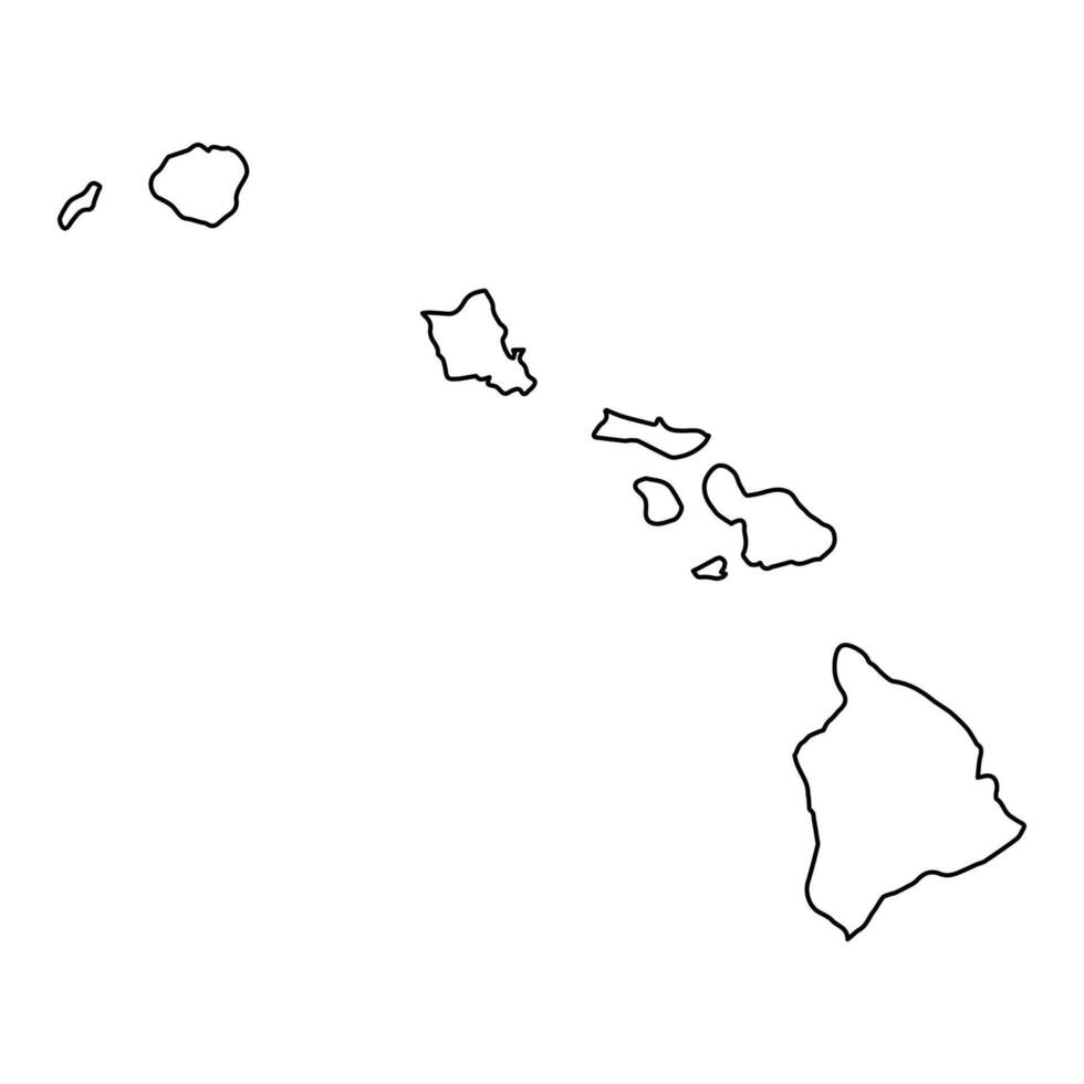 Outline Map of the Hawaiian Islands vector