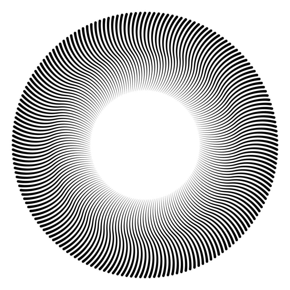 Black and white circular pattern with swirling lines vector