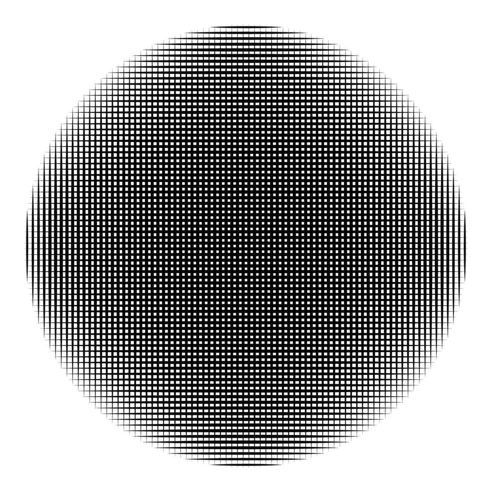 Black and white circular pattern with intersecting lines forming a grid vector