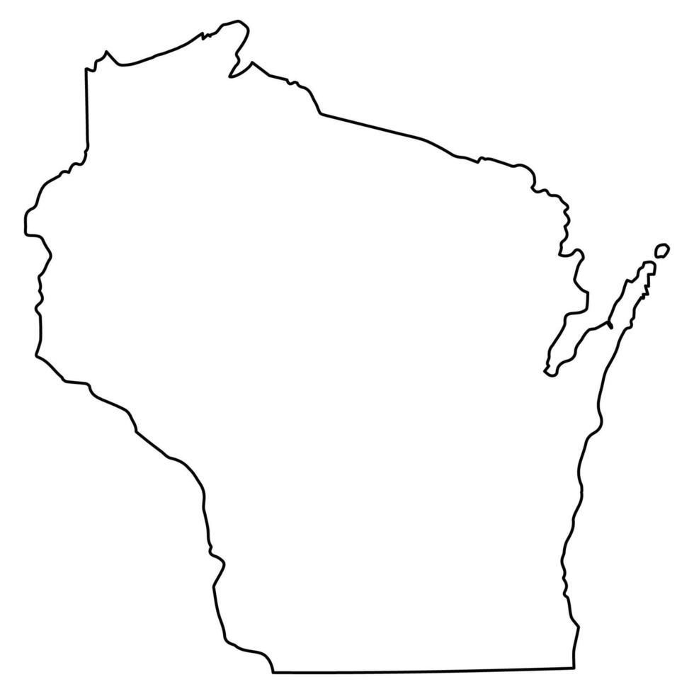 Outline Map State of Wisconsin, Wisconsin map state USA vector