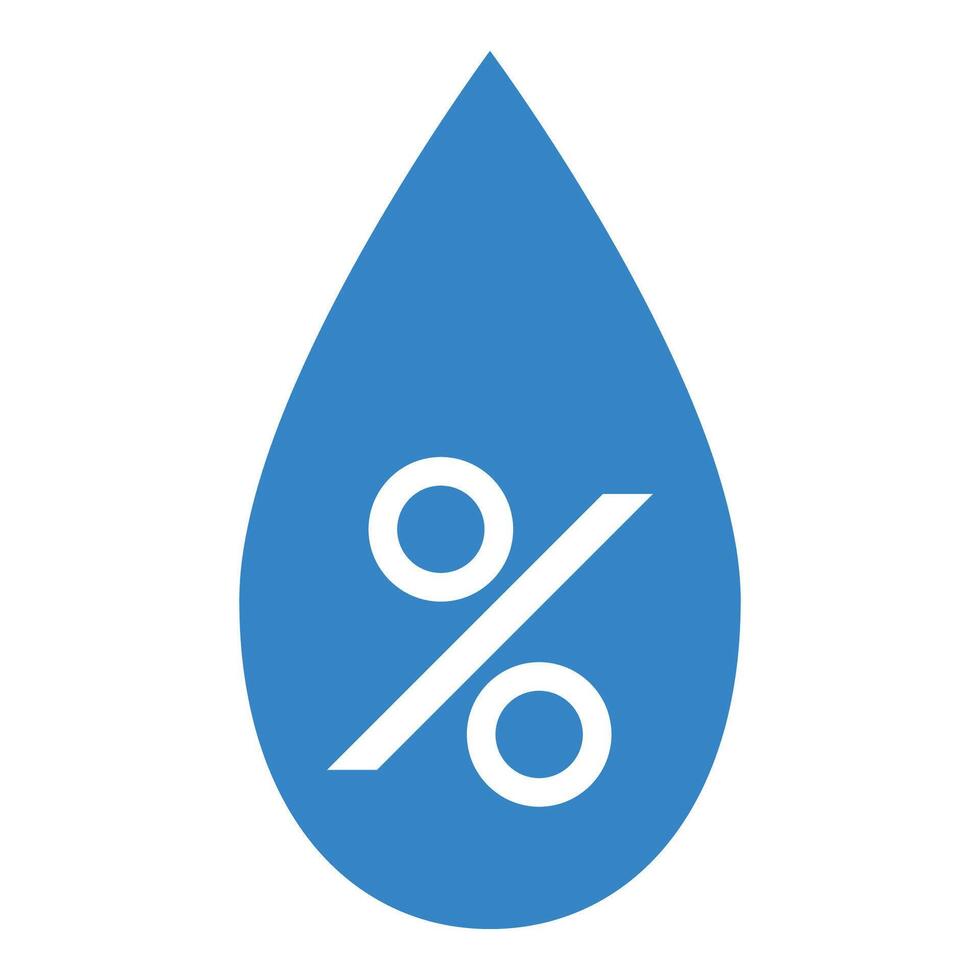 Blue water drop icon percentage symbol inside, Humidity percentage icon vector
