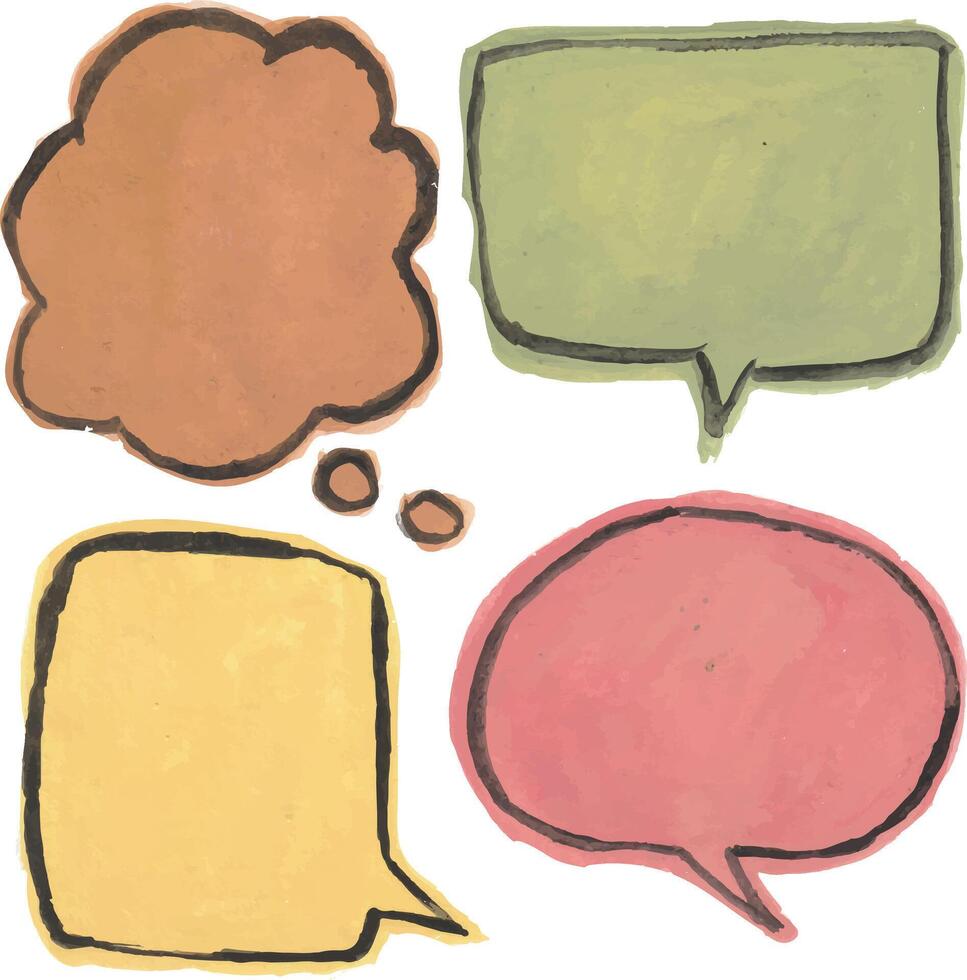 four speech bubbles with different colors and shapes vector