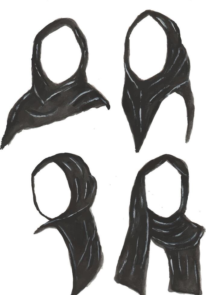 girl with variation of hijab style illustration vector