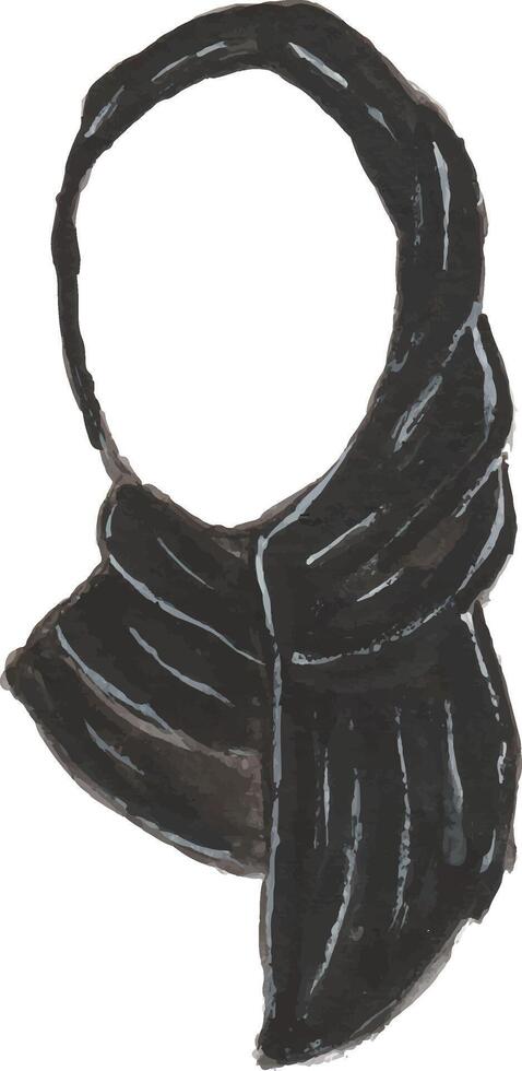a drawing of a black scarf hijab on a white background vector
