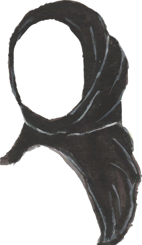 a drawing of a hijab black scarf on a white background vector