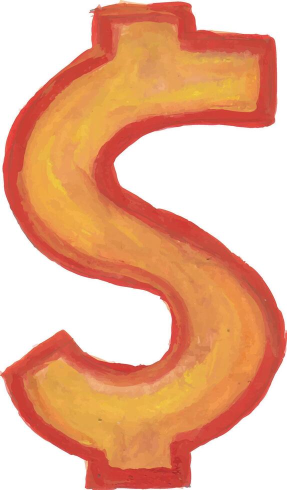 a painting of a dollar sign with a red and yellow color vector