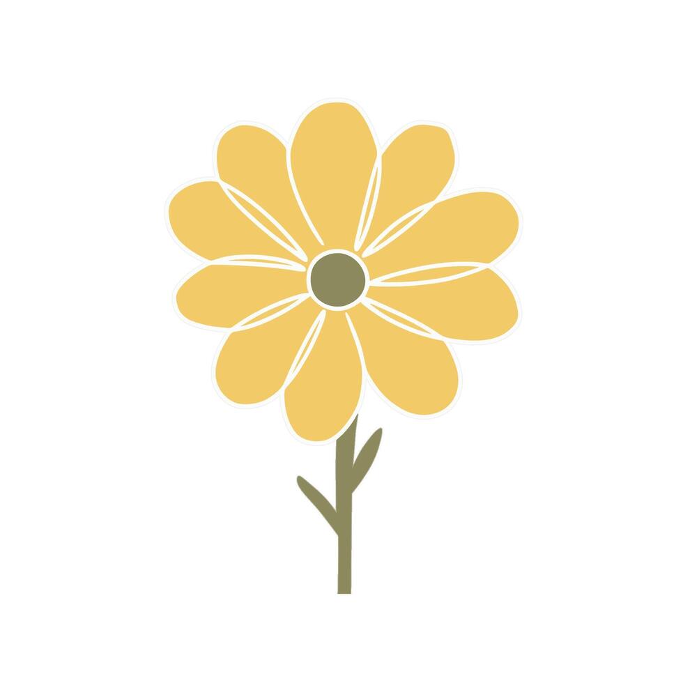 A yellow flower with a green stem on a white background vector