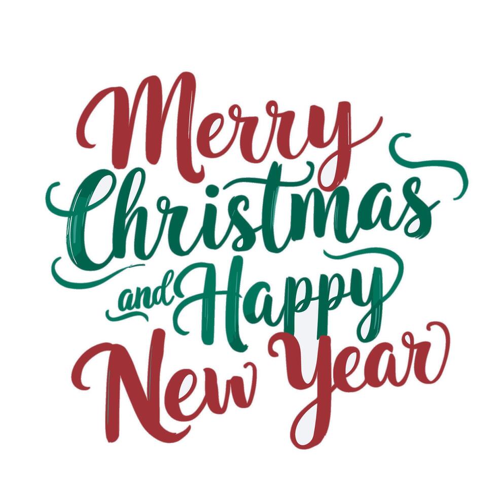 Merry christmas and happy new year lettering design for hand drawn calligraphy design vector