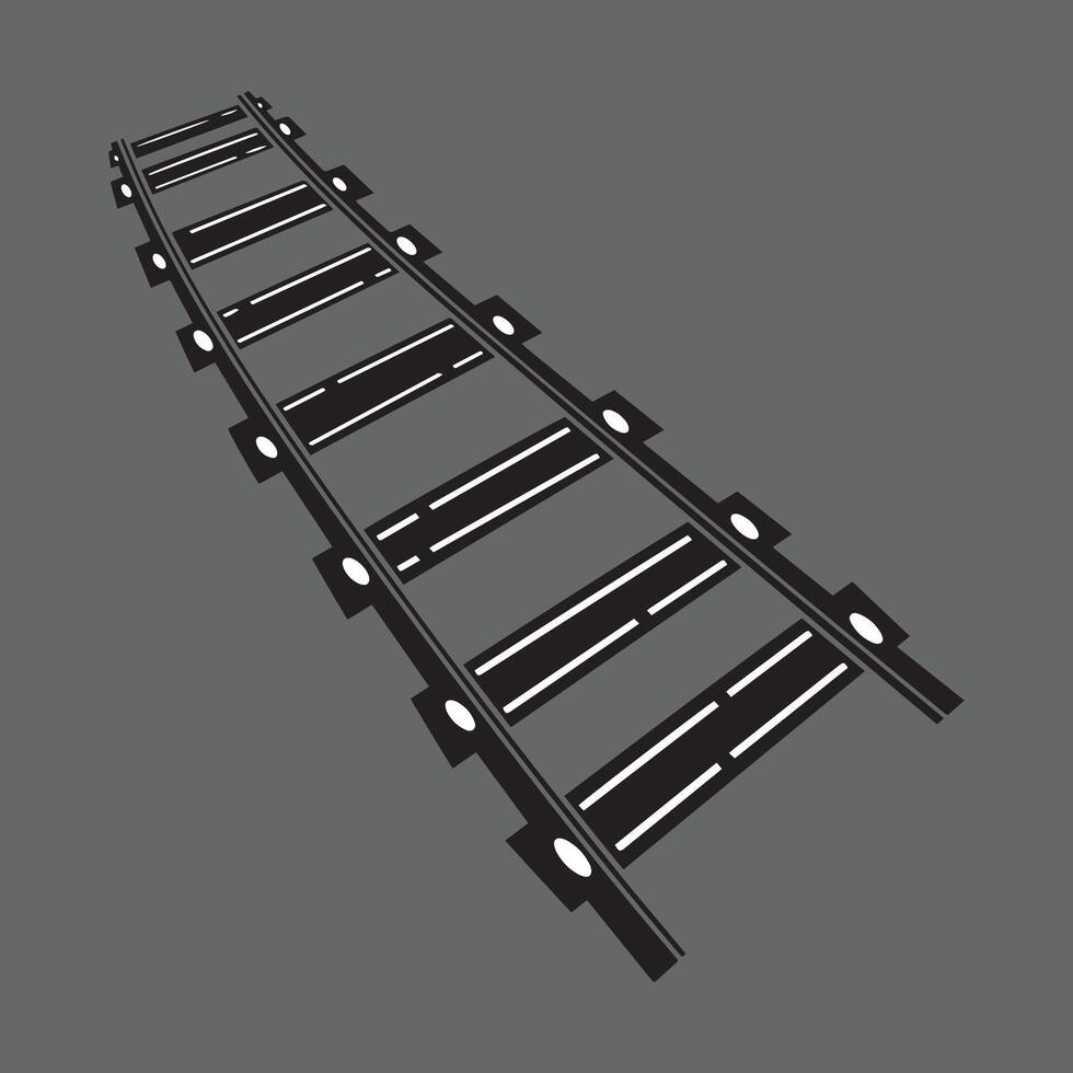 left track railroad icon flat style vector