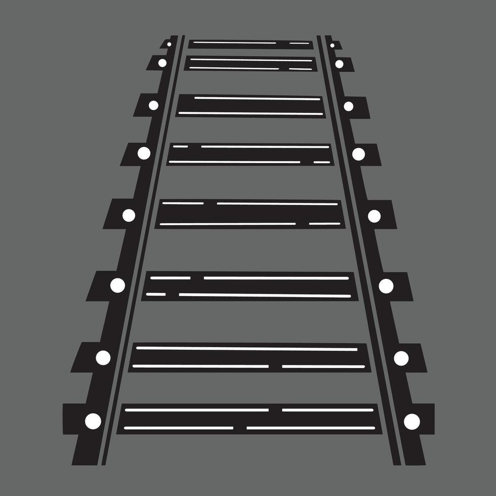 flat style straight track railroad icon vector