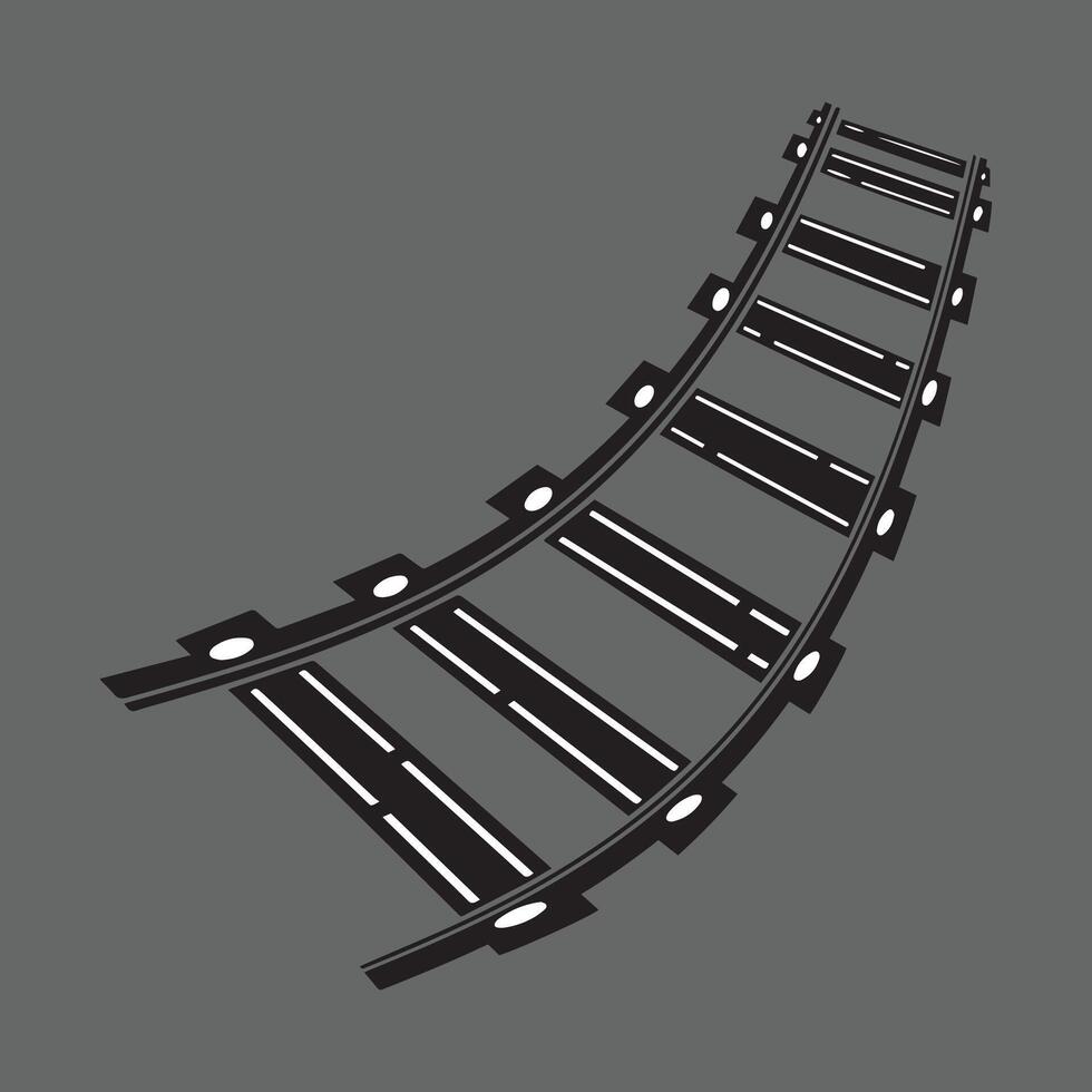 railroad icon winding track flat style vector