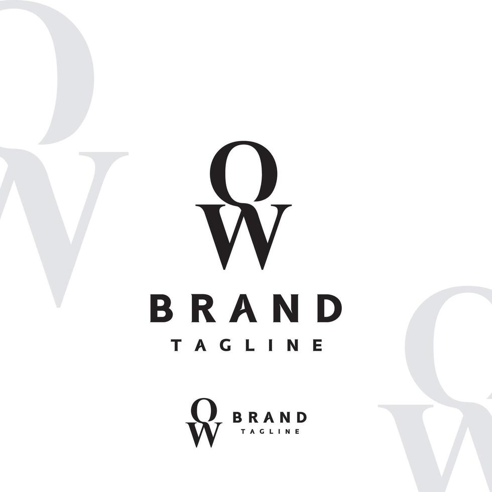 Minimalist Initial Letter O and W Logo Design. Initial O Above W Letter Logo Design. vector