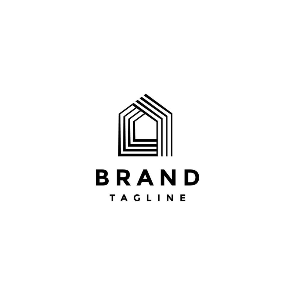 Elegant Home Woven Lines Logo Design. Simple Minimalist Lines Symbol Home Logo Design. vector
