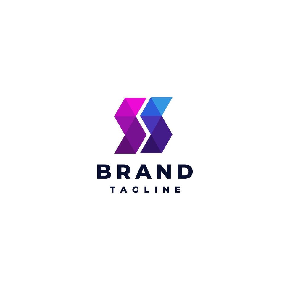 Simple Mosaic Triangle Initial SS Letter Logo Design. Initial Letter SS From Colorful Triangle Mosaic Shape Logo Design. vector