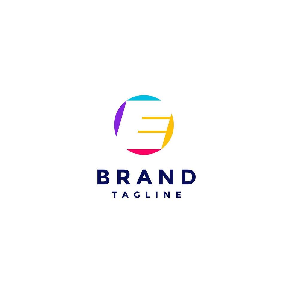Initial Letter E Inside Colorful Circle Logo Design. Colorful Circle With Shadow Of Letter E In The Middle Logo Design. vector