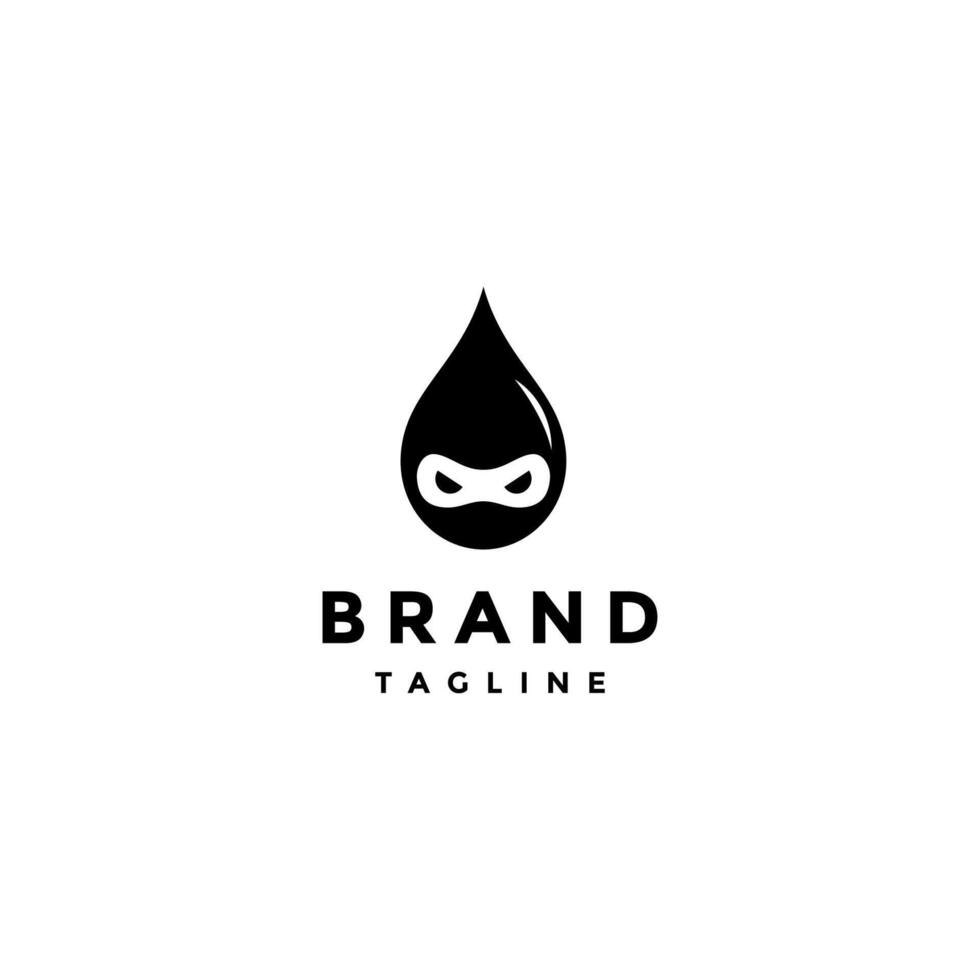 Simple Black Gas Ninja Logo Design. Simple Black Ninja Head Drops Logo Design. vector