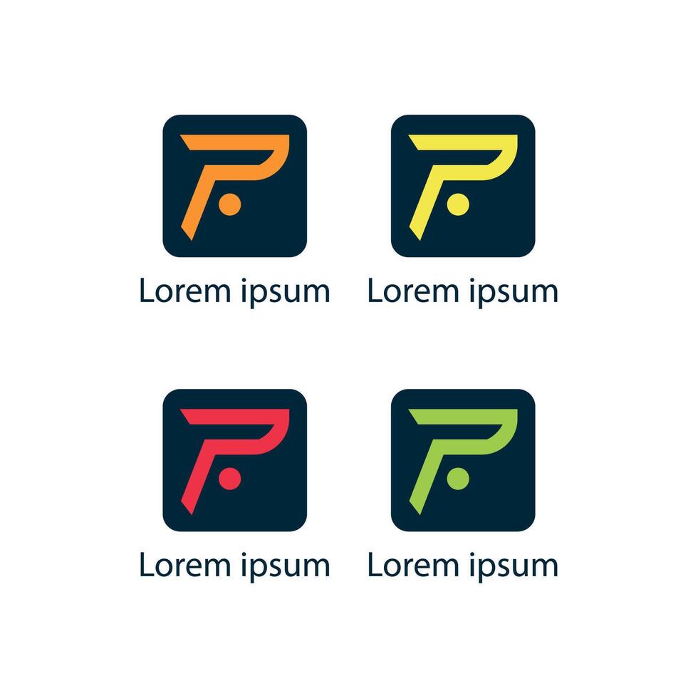 Letter P Logos. Rounded Square Shape. Orange Yellow Red Green. Graphic Illustration vector