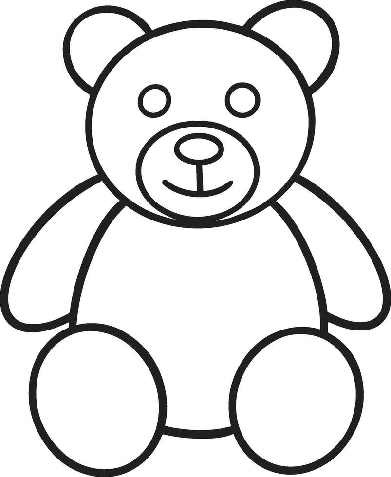Teddy bear hand drawn sketch outline coloring page isolated on white background vector