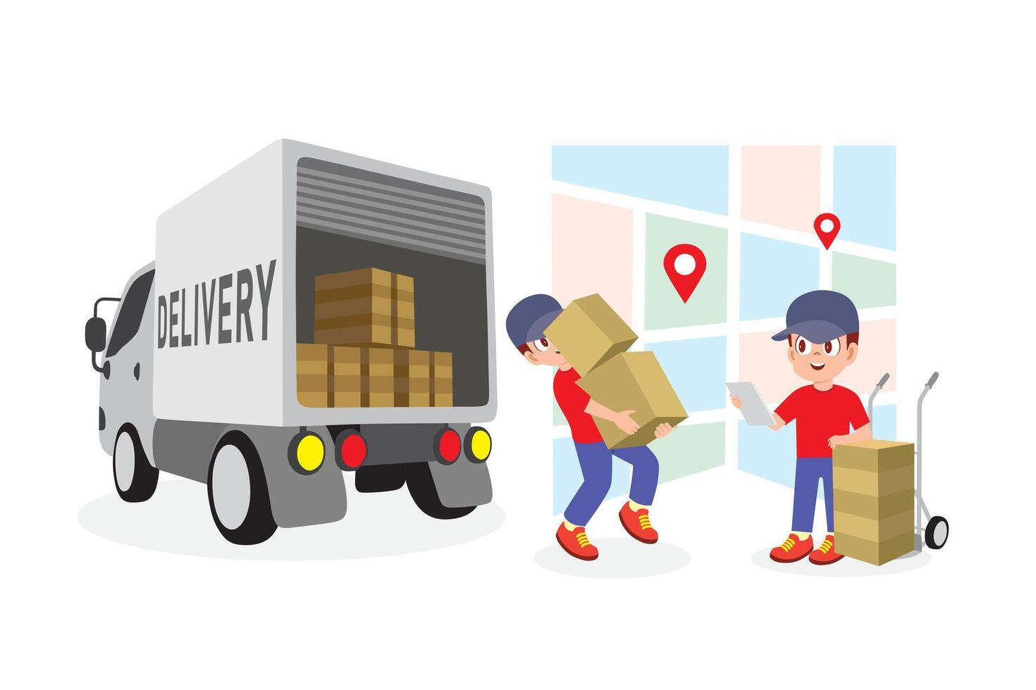 Hardworking Couriers Ensuring Safe Package Delivery vector
