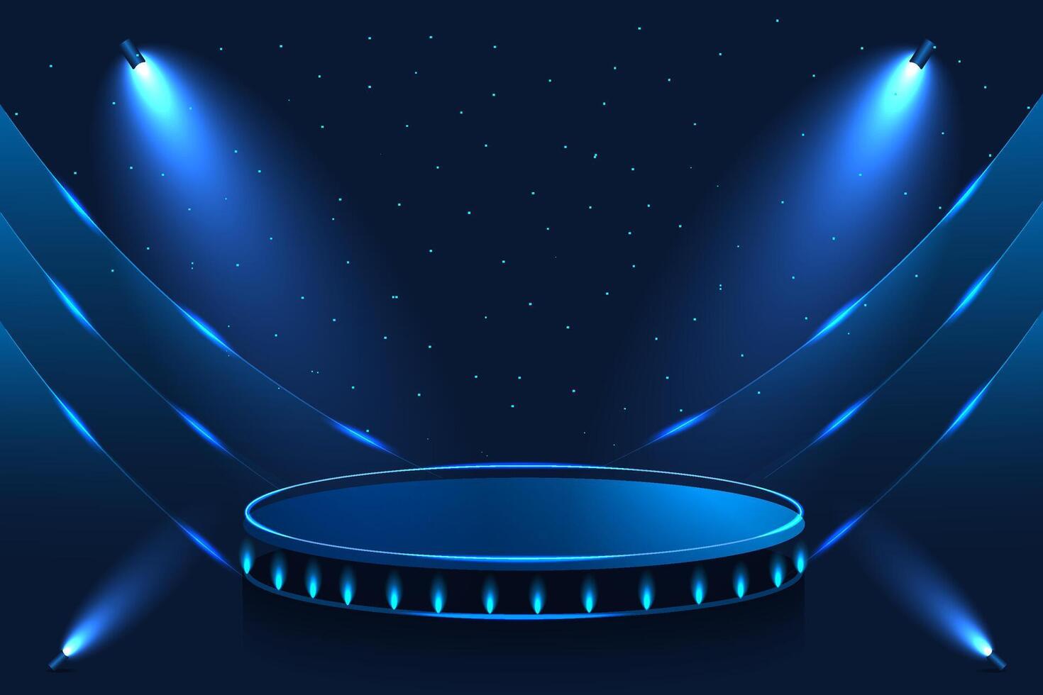 Blue podium with spot light background vector