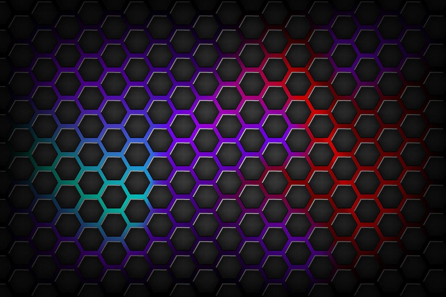 Futuristic dark hexagon pattern with lights background vector