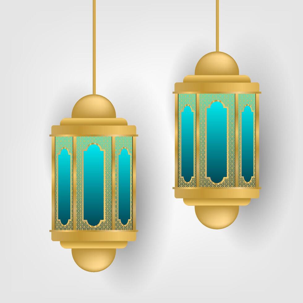 Realistic Ramadan Lamp with blue light vector