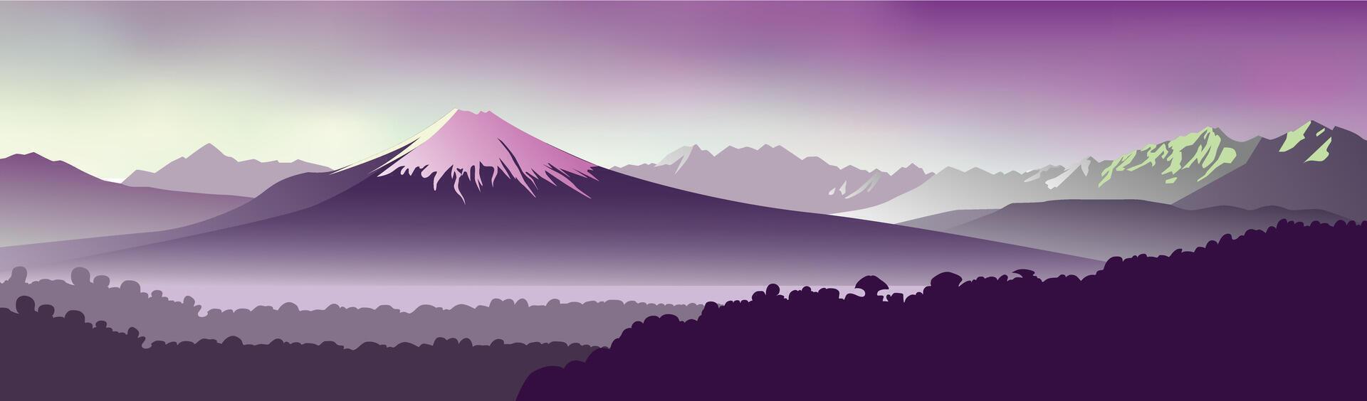Mountains range with purple and gray color background for background design. vector