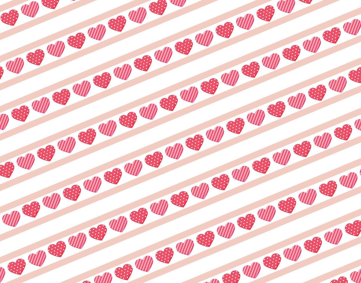 Striped Pattern With Pink Hearts vector
