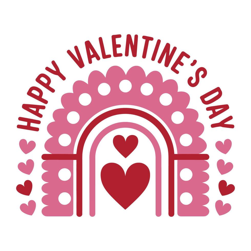 Happy Valentine's Day Rainbow Romantic Illustration vector