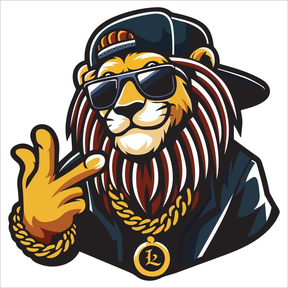 Cool Lion with a Rapper Style Illustration vector