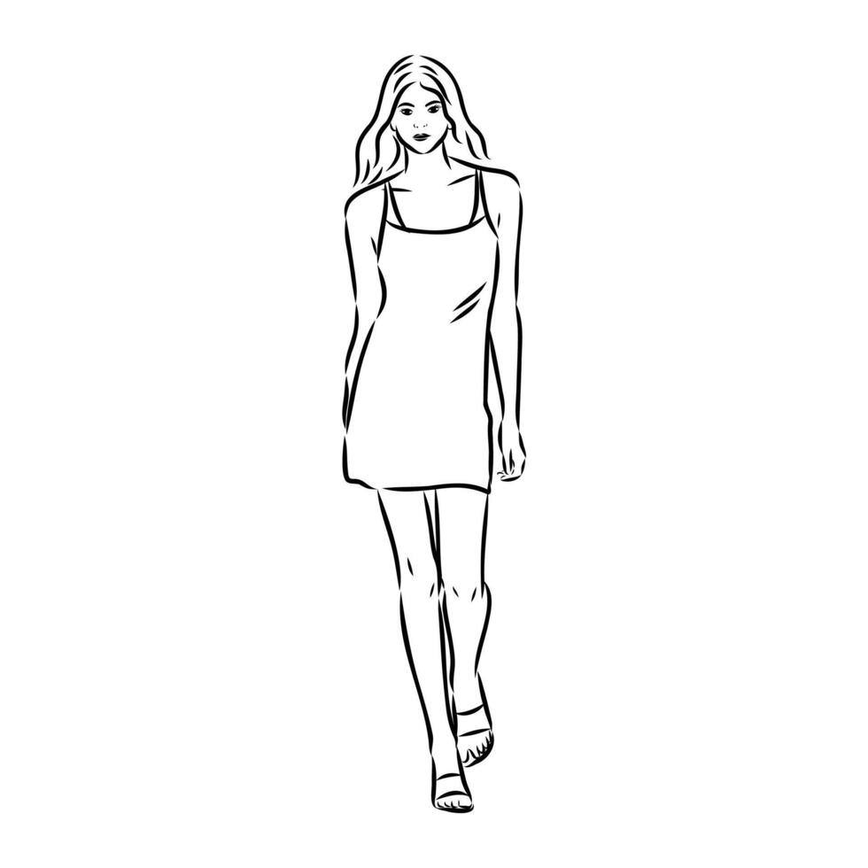 beautiful model girl drawing vector