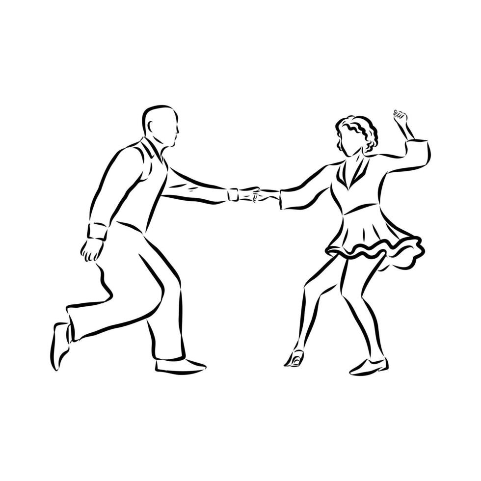 Funny swing dance sketch vector