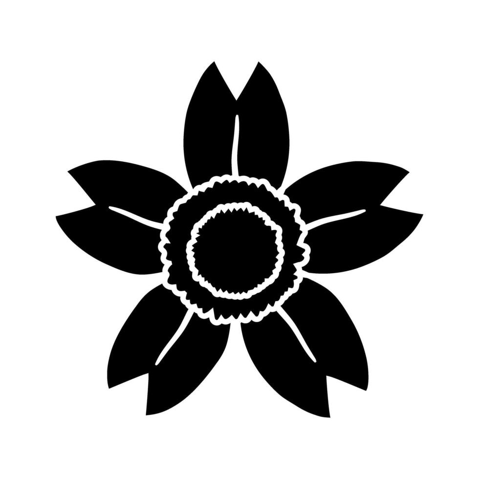 Cute flower garden decorative icon illustration silhouette style black and white vector