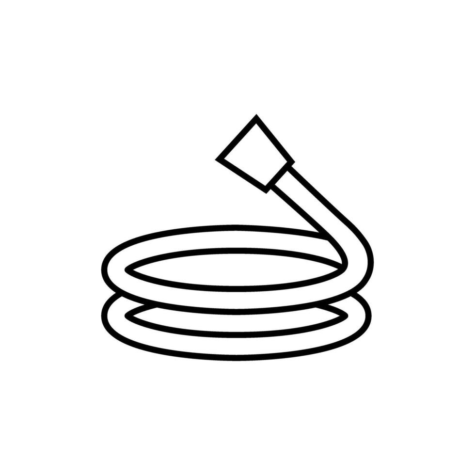 Garden hose icon. Flat style black on white. illustration. vector