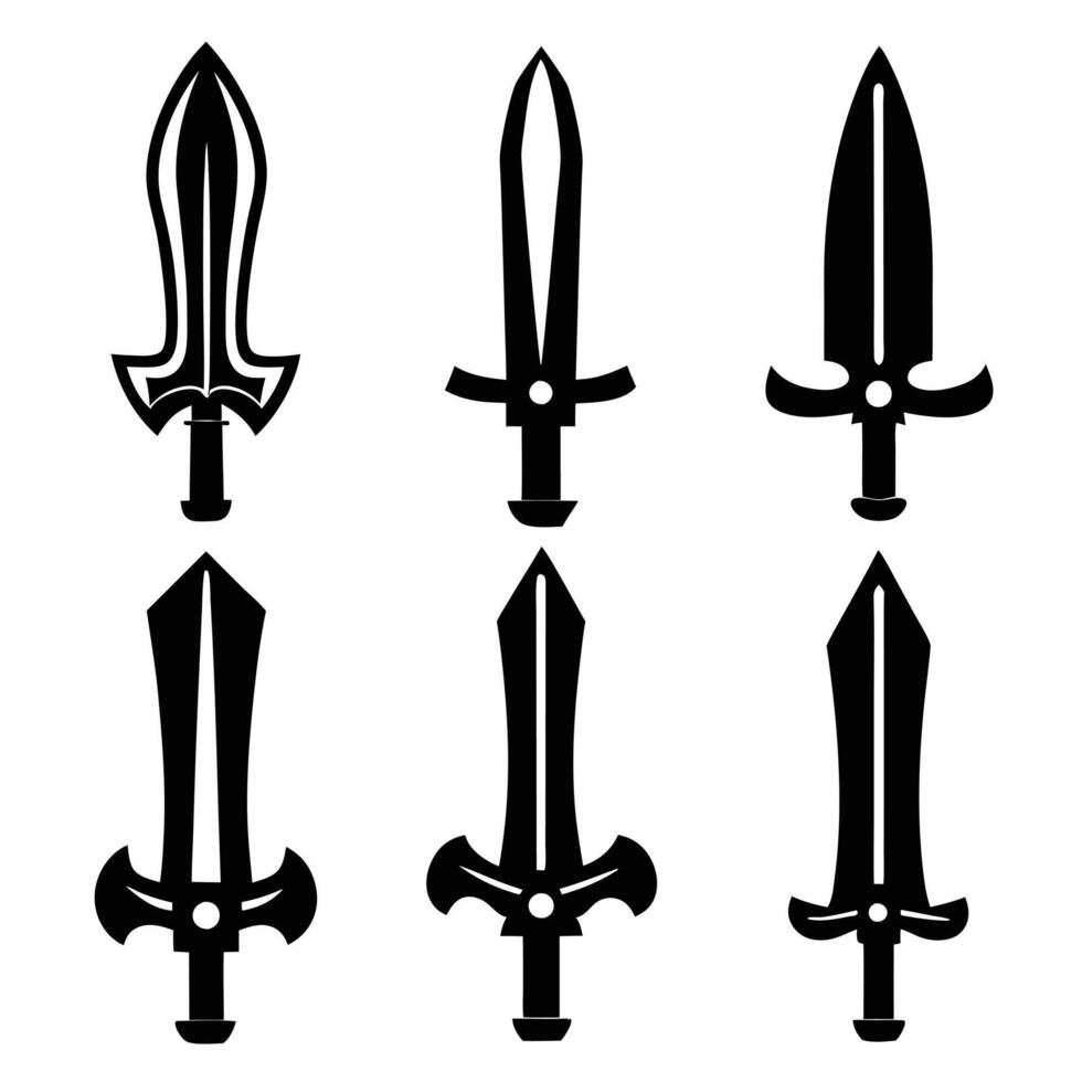 Collection of Sword Silhouettes Iconic Weapon Designs vector