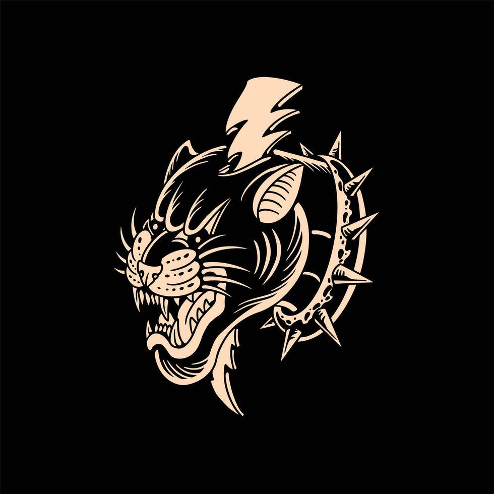 lightning panther tattoo design vector